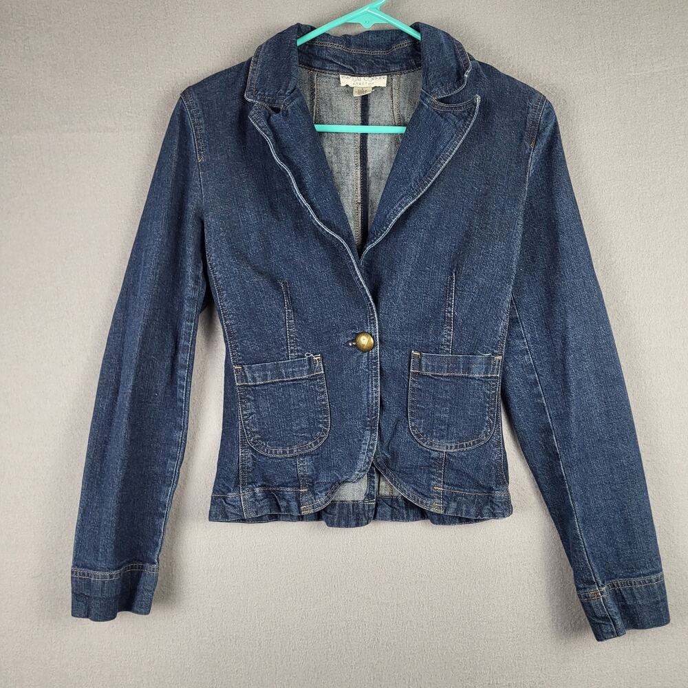 Casual Corner‎ Women's Size 2 Fitted Denim Blazer Jacket Coastal Cowgirl Stretch